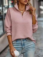 Women's Stand-Up Collar Half Zip Jumper with Soft Fabric