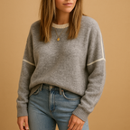 Women's Striped Crew Neck Jumper with Lightweight Fabric