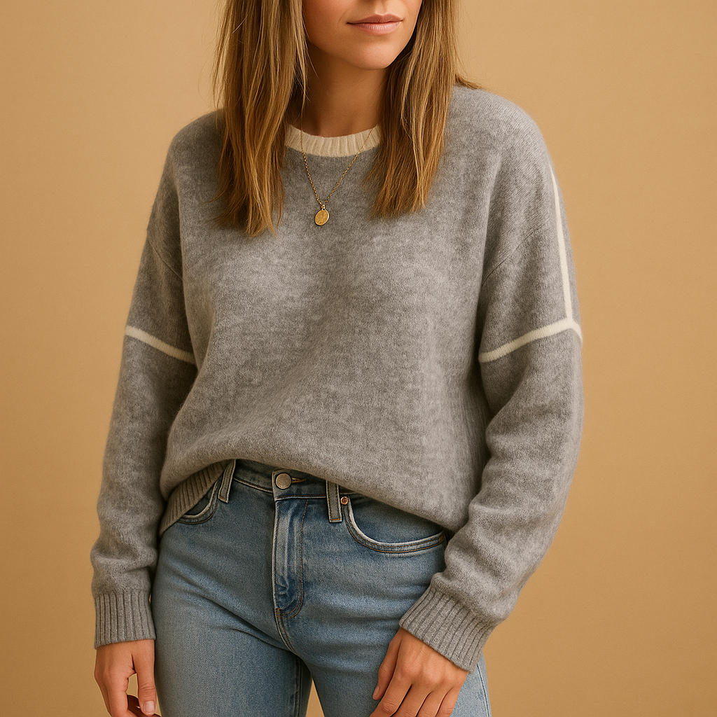 Women's Striped Crew Neck Jumper with Lightweight Fabric