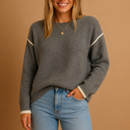Women's Striped Crew Neck Jumper with Lightweight Fabric