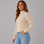 Women's Turtleneck Jumper with Button Detail