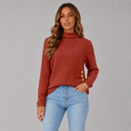 Women's Turtleneck Jumper with Button Detail