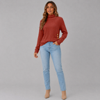Women's Turtleneck Jumper with Button Detail