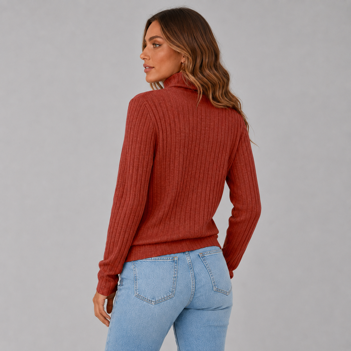 Women's Turtleneck Jumper with Button Detail