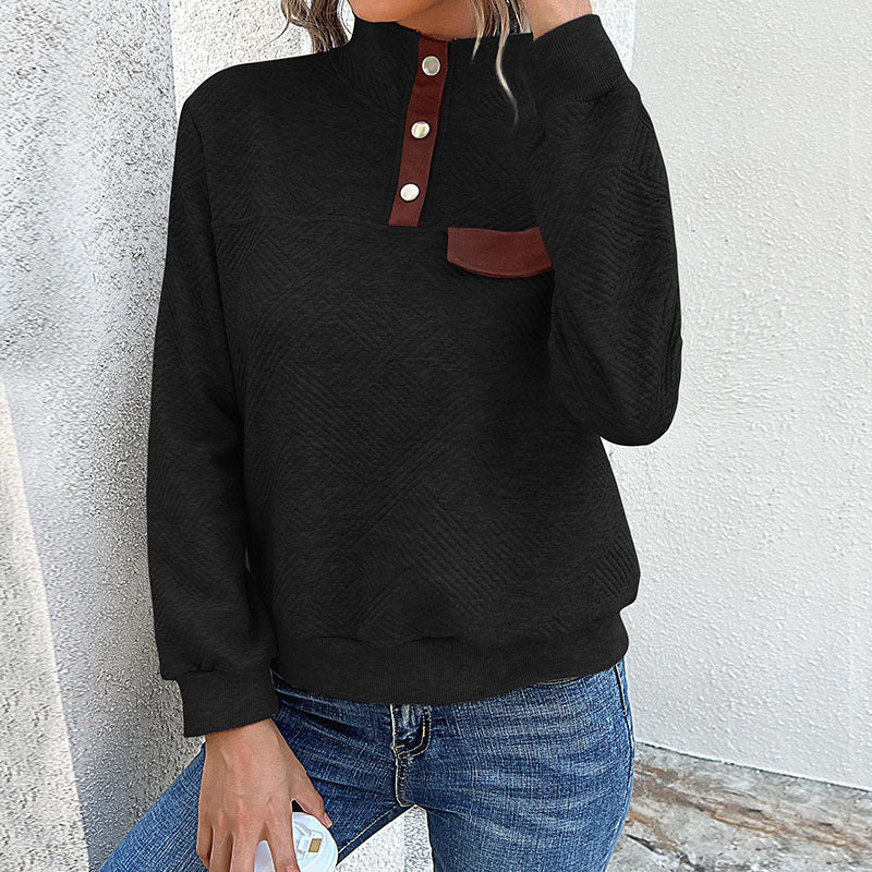 Women's Turtleneck Jumper with Button Details