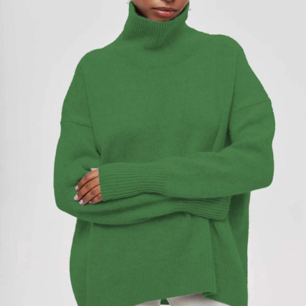 Women's Turtleneck Jumper with Casual Fit and Long Sleeves