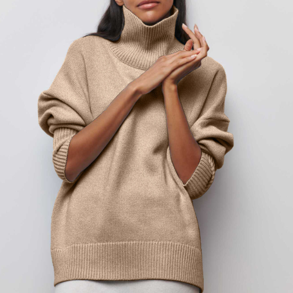 Women's Turtleneck Jumper with Casual Fit and Long Sleeves