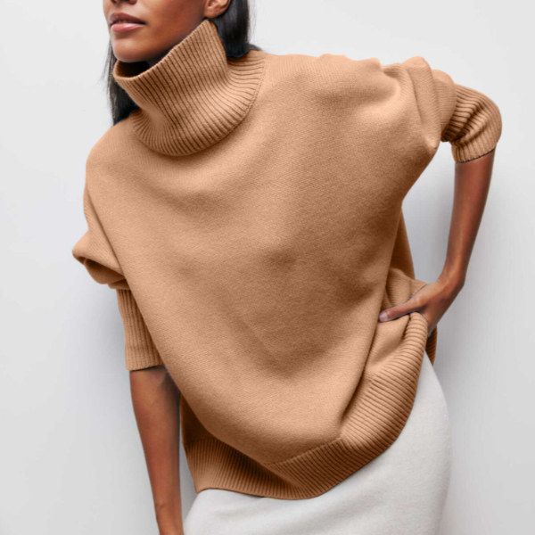 Women's Turtleneck Jumper with Casual Fit and Long Sleeves
