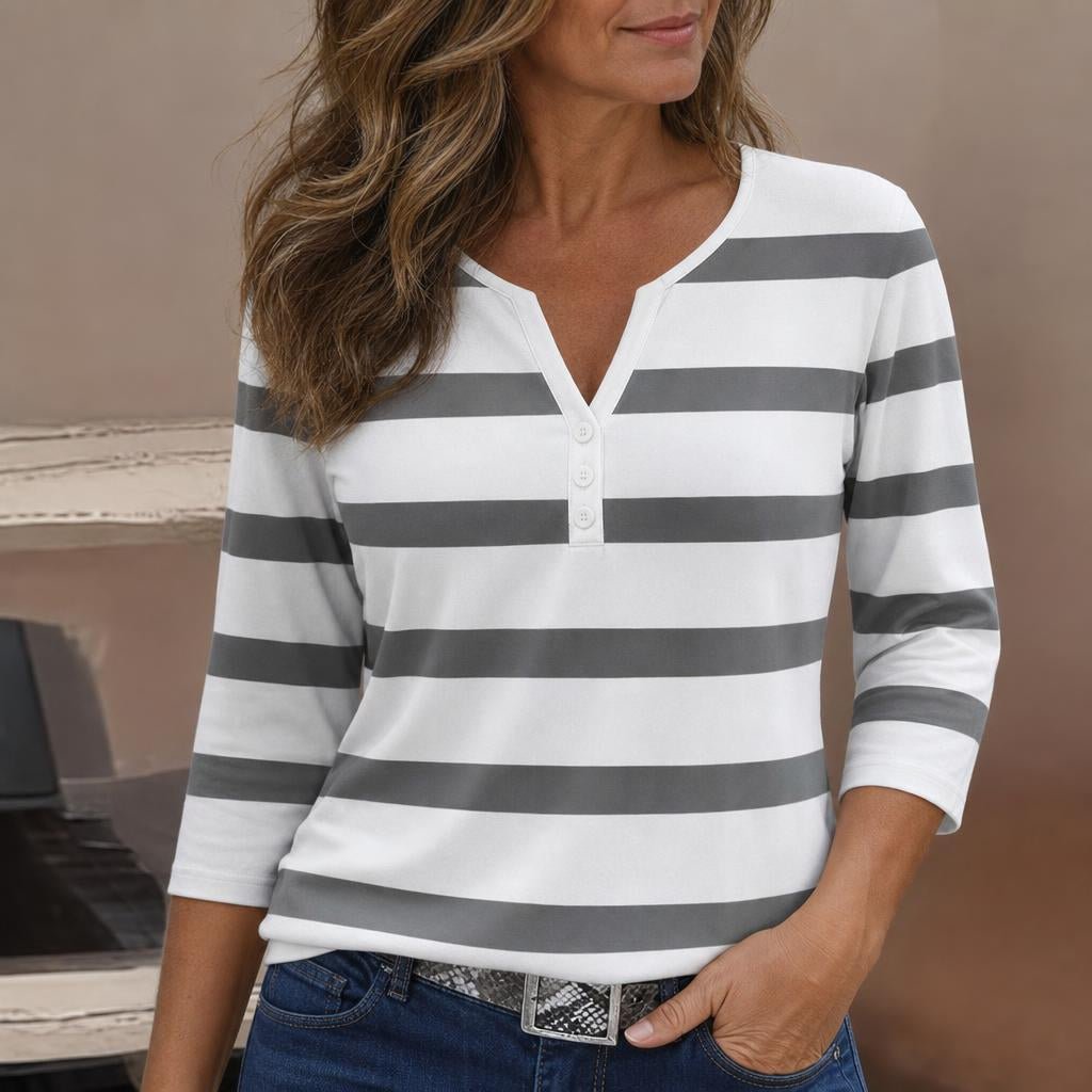 Women's V-Neck Knitted Jumper in Lightweight Fabric for Layering