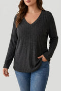 Women's V-Neck Knitted Jumper in Soft Stretch Fabric