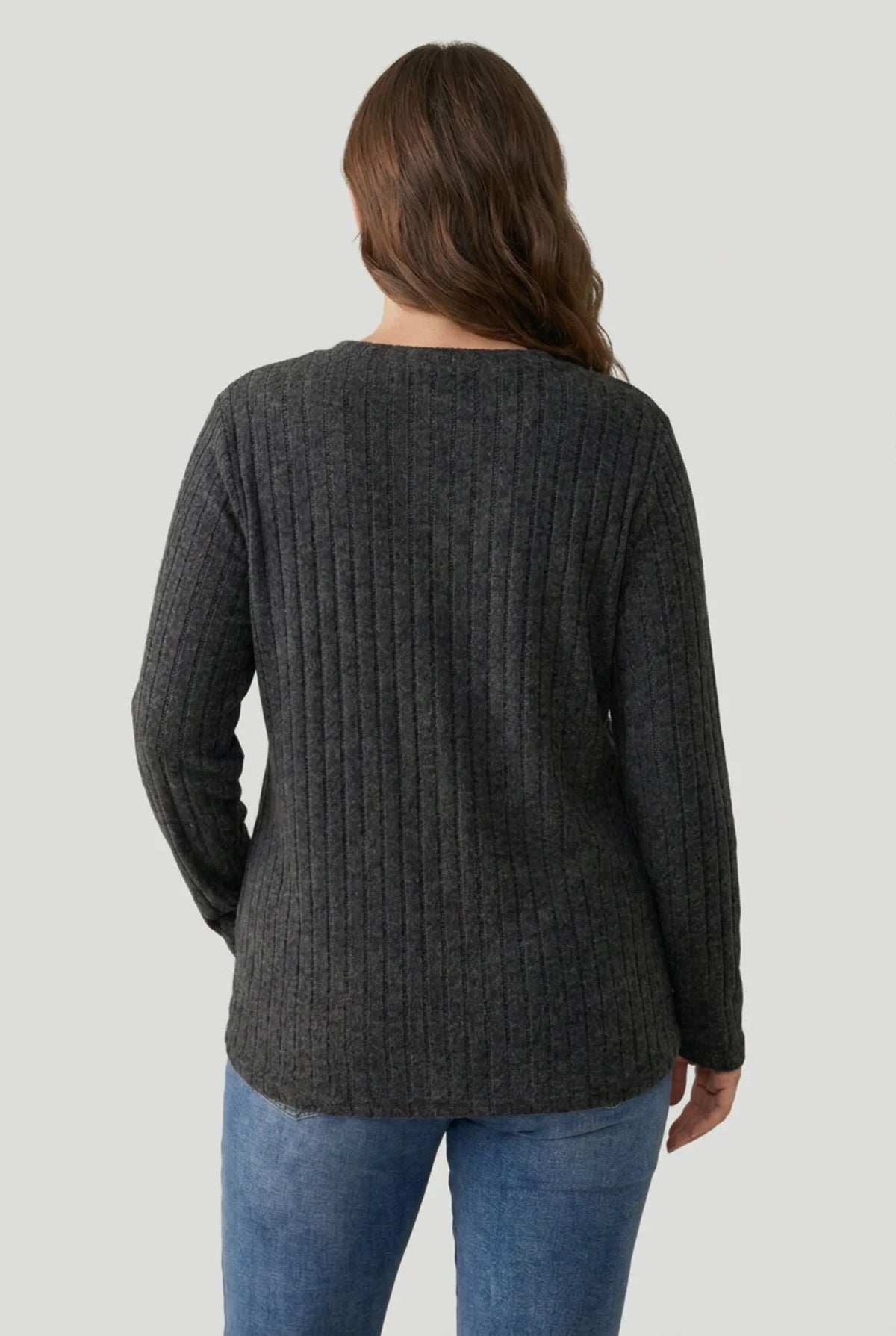 Women's V-Neck Knitted Jumper in Soft Stretch Fabric