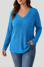 Women's V-Neck Knitted Jumper in Soft Stretch Fabric