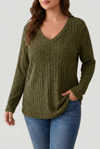 Women's V-Neck Knitted Jumper in Soft Stretch Fabric for Autumn Wear