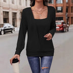 Women's V-Neck Long Sleeve Jumper in Premium Knit Fabric