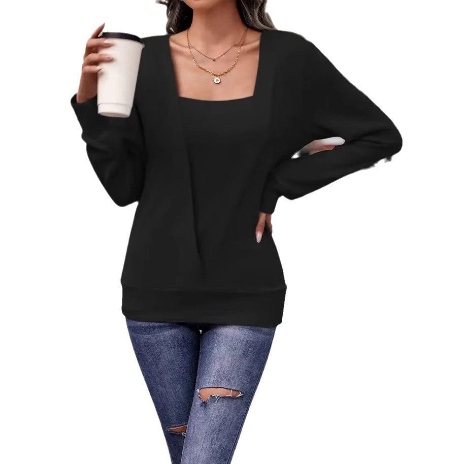 Women's V-Neck Long Sleeve Jumper in Premium Knit Fabric