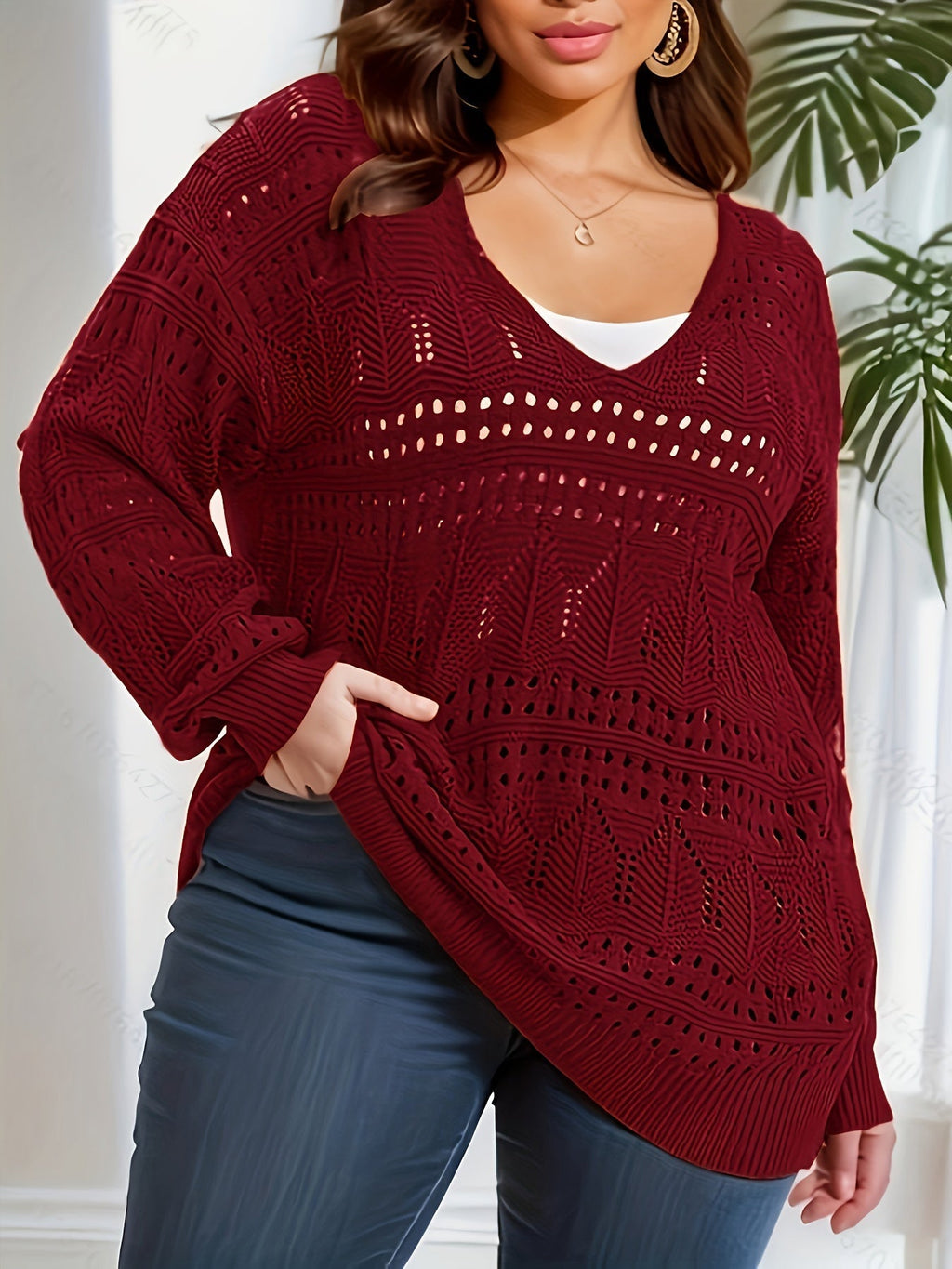 Women's V-Neck Top in Highly Elastic Material with Comfortable Fit