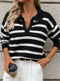 Women's V-neck Knitted Jumper with Flattering Drape