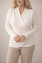 Women's Wrap Jumper in Soft Fine Knit with Classic Fit