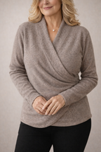 Women's Wrap Jumper in Soft Fine Knit with Classic Fit