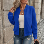 Women's Zip Cardigan in Structured Polyester-Elastane Blend