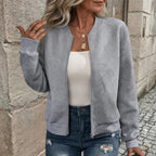 Women's Zip Cardigan in Structured Polyester-Elastane Blend