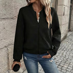 Women's Zip Cardigan in Structured Polyester-Elastane Blend