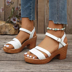 Woven Platform Sandals | Textured Design with Adjustable Ankle Strap | Comfortable Footwear for Everyday Style 1