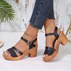 Woven Platform Sandals | Textured Design with Adjustable Ankle Strap | Comfortable Footwear for Everyday Style 2