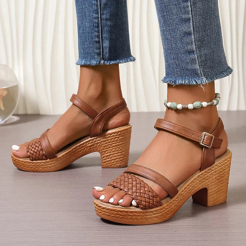 Woven Platform Sandals | Textured Design with Adjustable Ankle Strap | Comfortable Footwear for Everyday Style 5