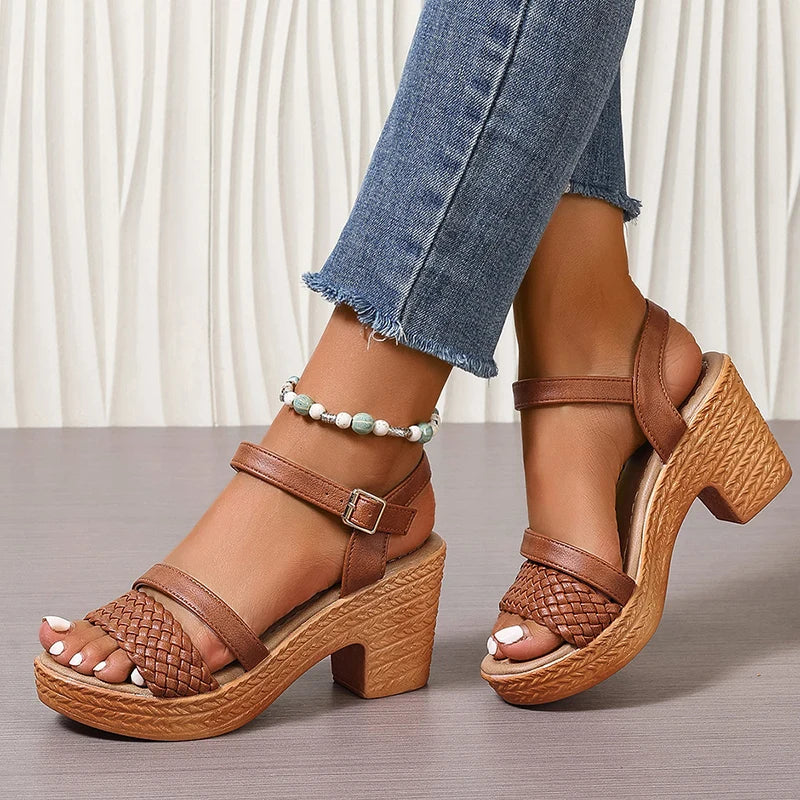 Woven Platform Sandals | Textured Design with Adjustable Ankle Strap | Comfortable Footwear for Everyday Style 6