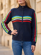 Women's Stripe Zip Through Knitted Jacket