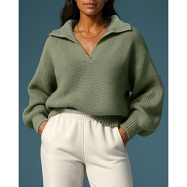 Women's V Neck Drawstring Hooded Jumper