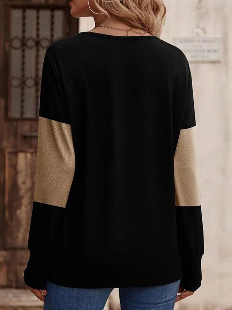 Women's Deep V Colour Block Jersey Top