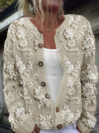 Women's 3D Floral Chunky Cardigan