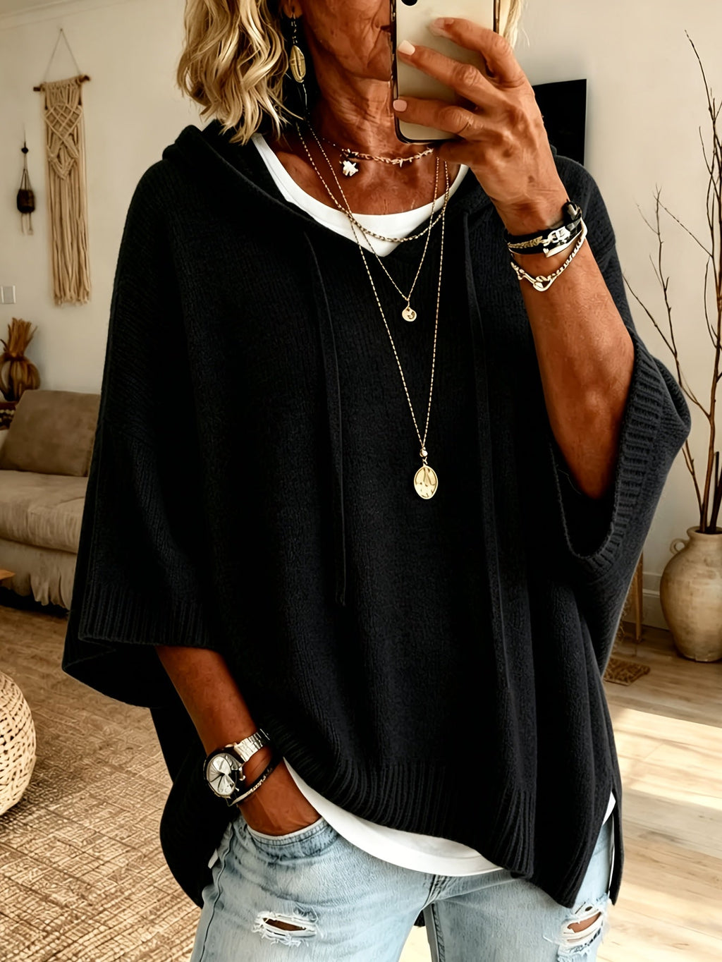 Women's Oversized Drawstring Hoodie