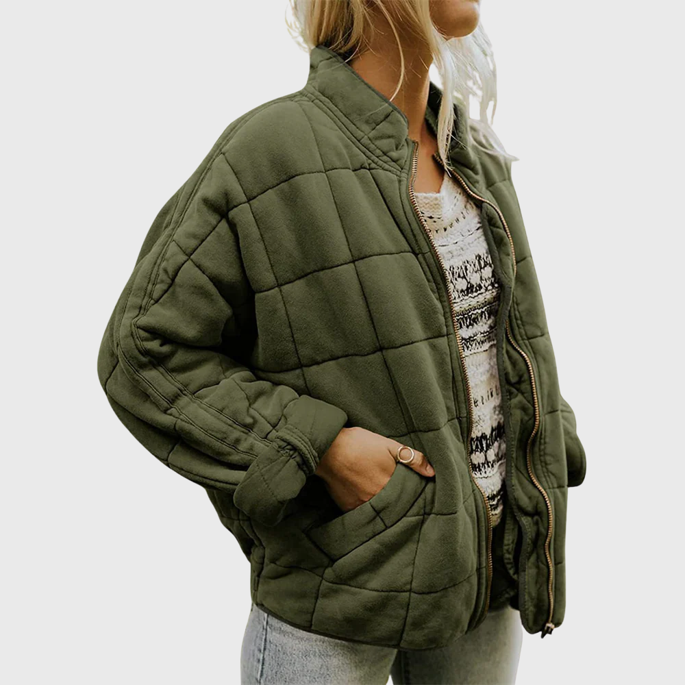 Women's Quilted Oversized Jacket with Pockets