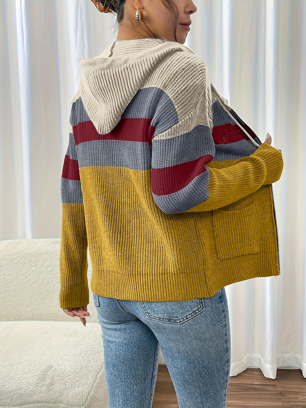 Women's Hooded Zip Through Winter Cardigan