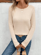 Women's Lace Panel Round Neck Top