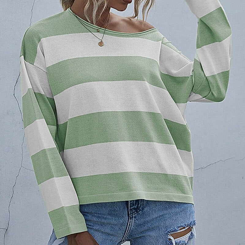 Women's Wide Stripe Drop Shoulder Jumper