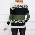 Women's Animal Print Colour Block Jersey Top