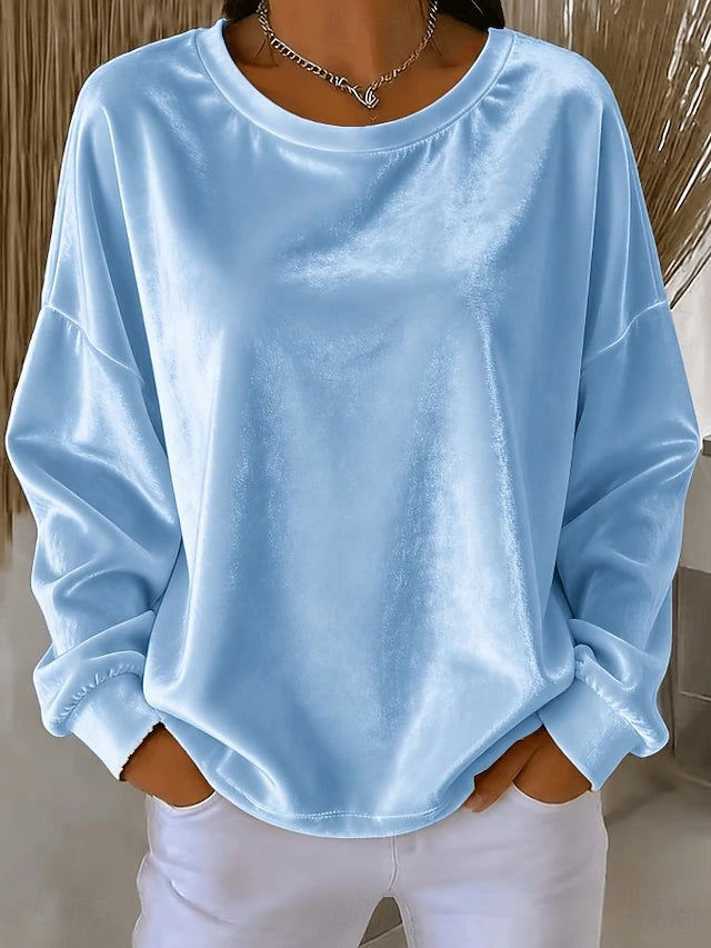 Women's Round Neck Brushed Sweatshirt Top