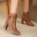 Women's Block Heel Buckle Strap Ankle Boots