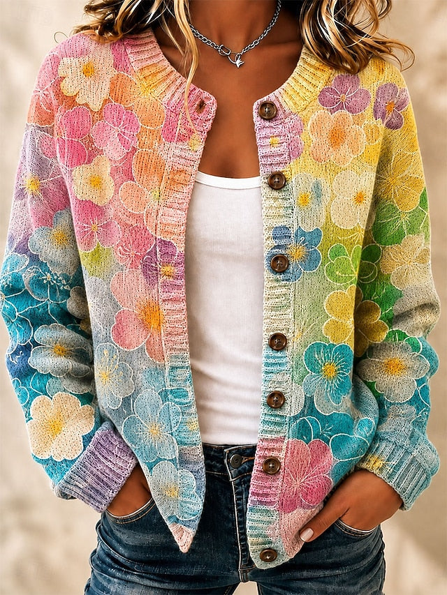 Women's Multicoloured Art Knit Cardigan