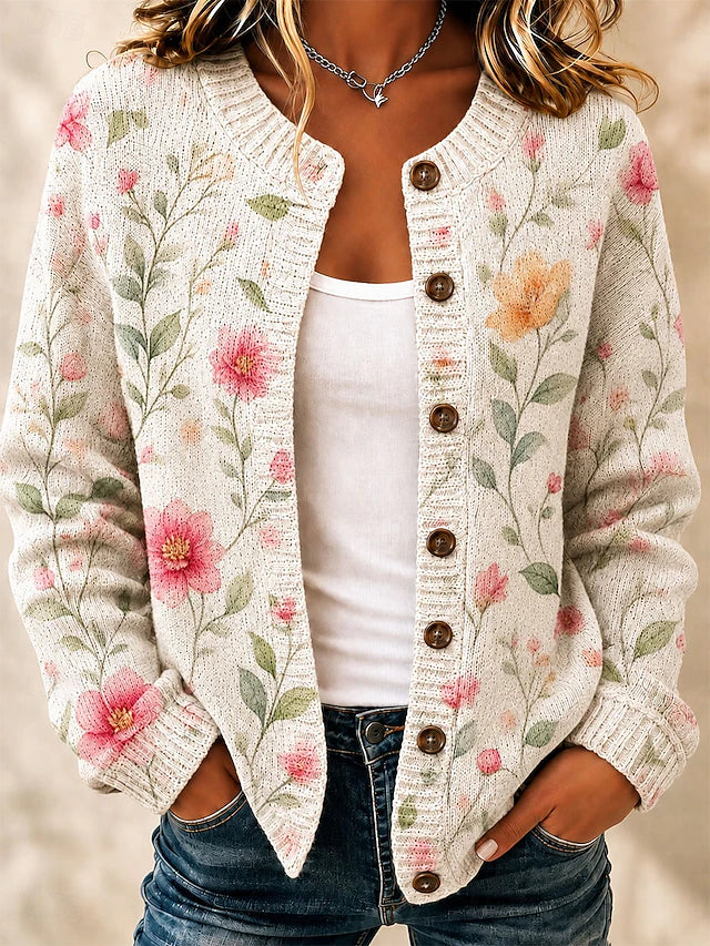 Women's Pastel Print Knitted Cardigan