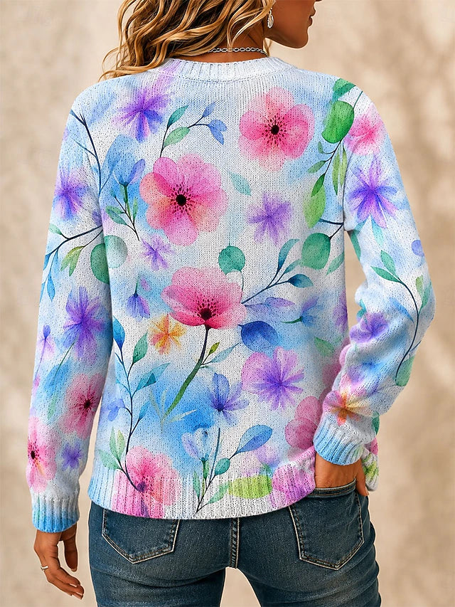 Women's Pastel Print Knitted Cardigan