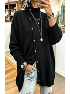 Women's Roll Neck Button Tunic Jumper