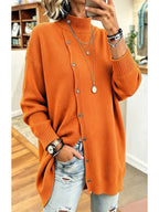 Women's Roll Neck Button Tunic Jumper