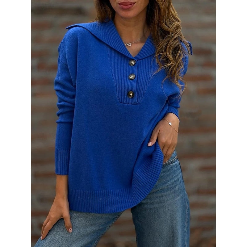 Women's Side Split Hooded Button Knit Jumper