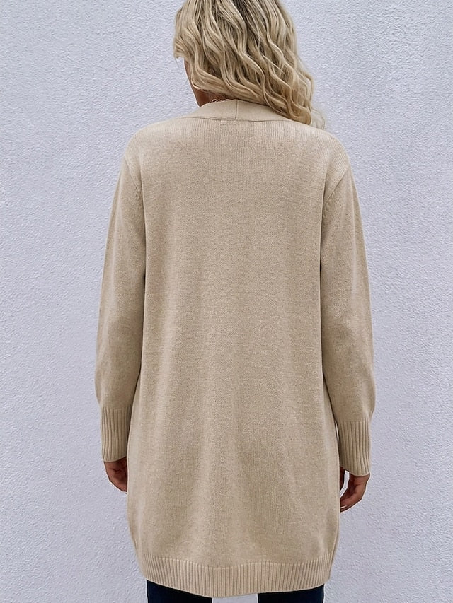 Women's Ribbed Knit Cardigan with Side Pockets