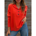 Women's Side Split Hooded Button Knit Jumper